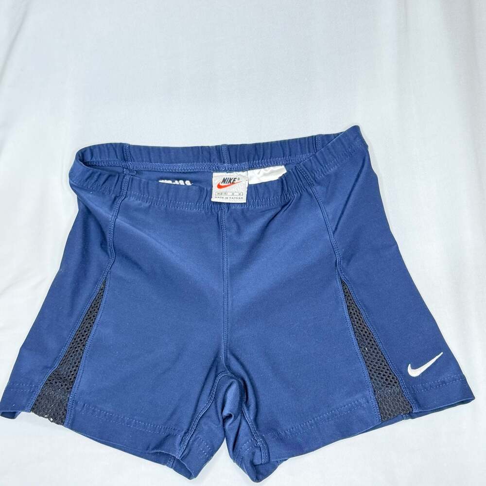Vintage Nike Dri-FIT Navy Blue Athletic Compression Shorts with Mesh Panels